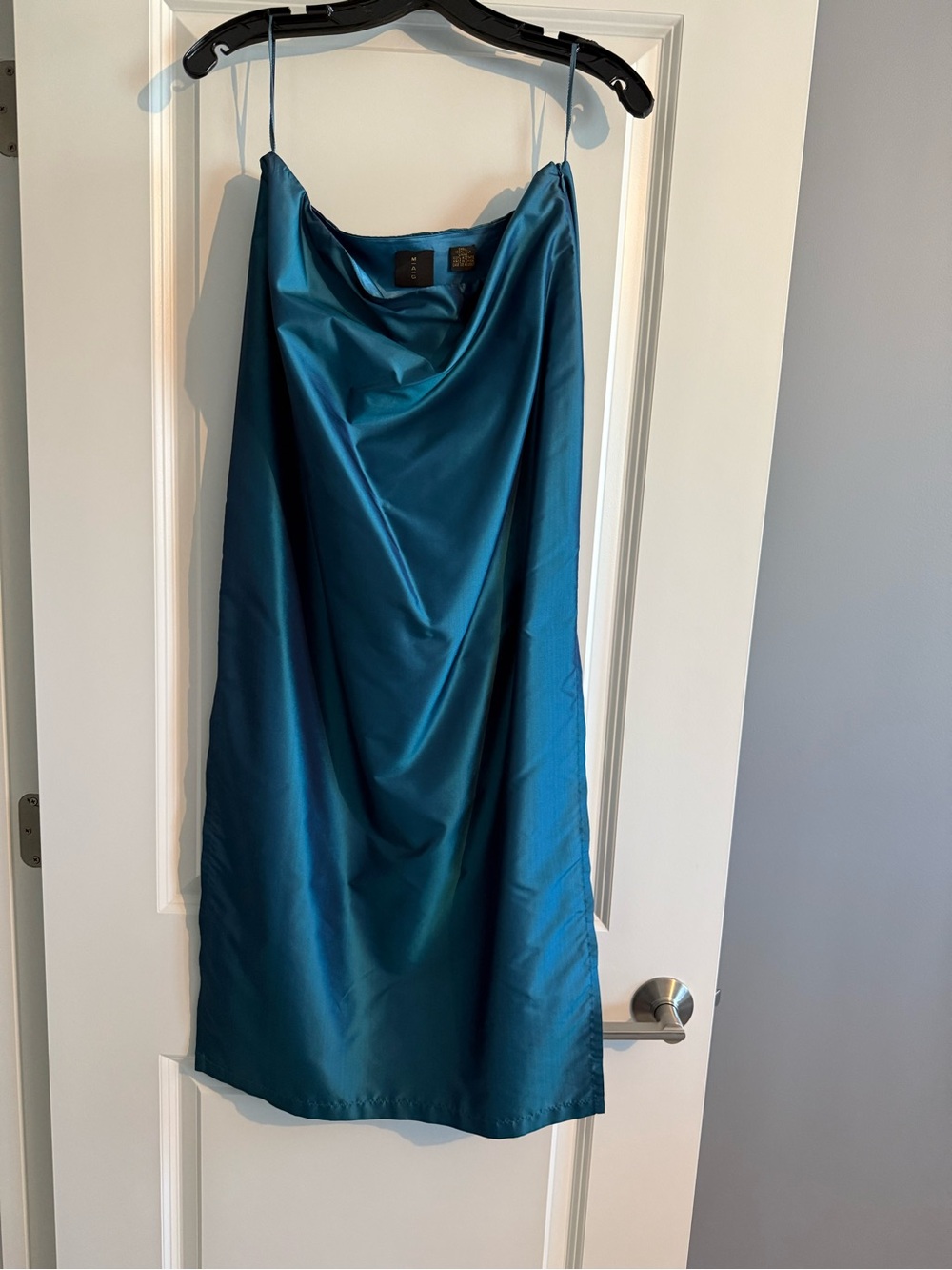 Teal Satin Slip Skirt